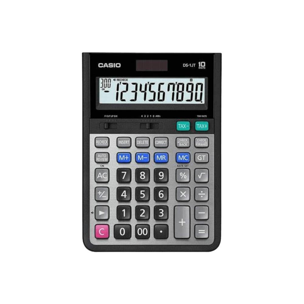 Casio Desktop Calculator Extra Large Display Black and Grey 10 Digit DS-1JT