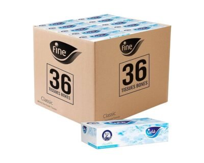 Fine Facial tissue box 80 sheets X 2 ply, bundle of 36 boxes