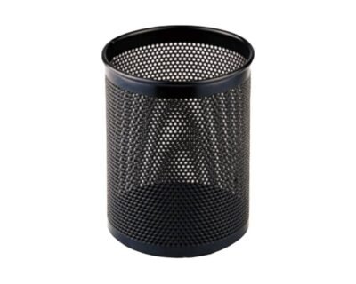 Metal Mesh Desk Cup Round Black