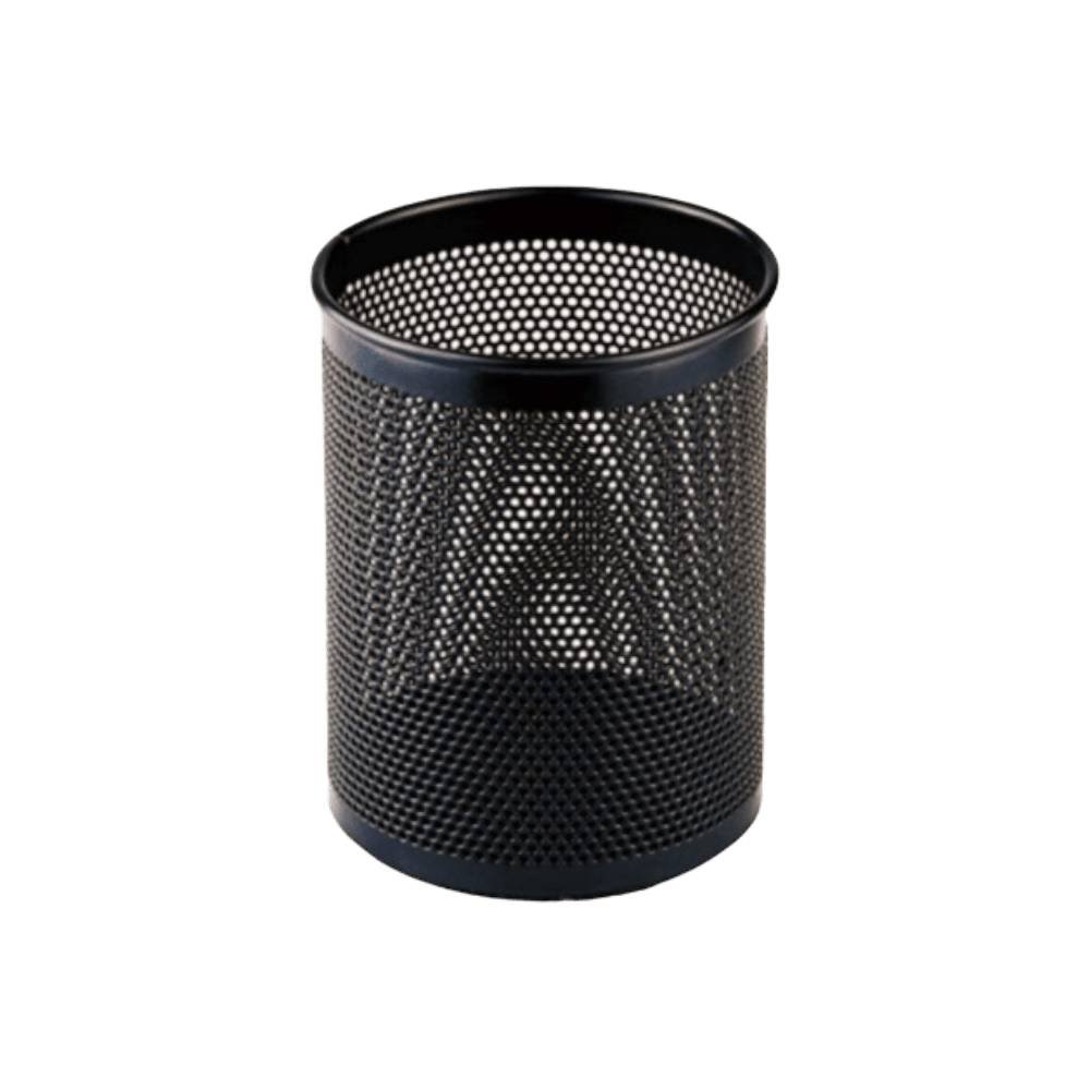 Metal Mesh Desk Cup Round Black