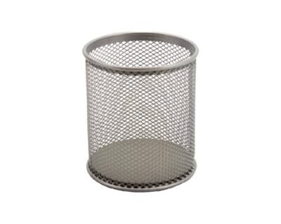 Metal Mesh Desk Cup Silver