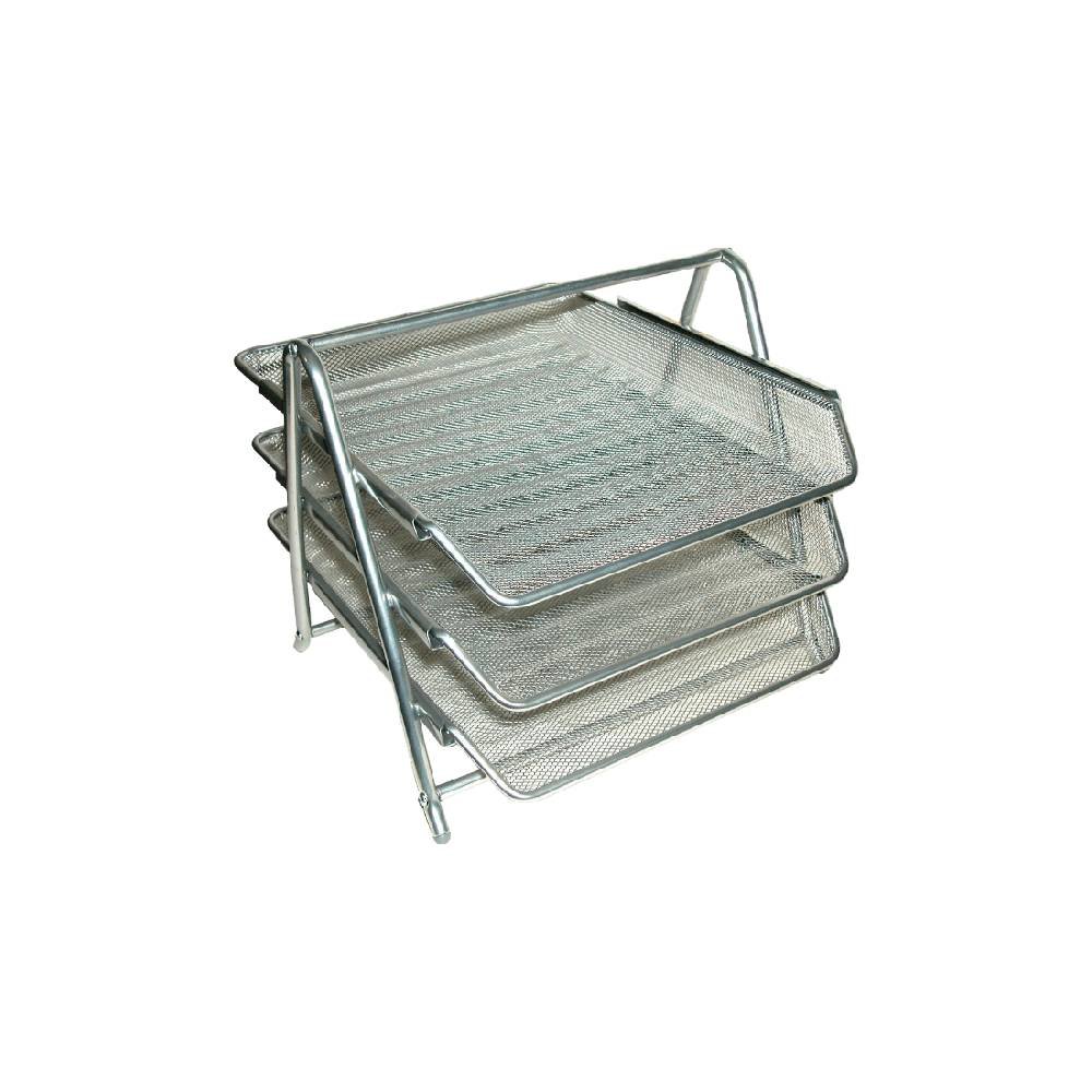 Mesh Tray A4 Silver 3 Tiers