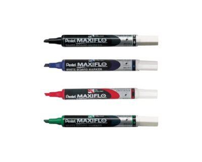 Pentel Maxiflo Marker White Board Chisel Tip 1.5 5mm Red Green Black Blue 4 Pcs