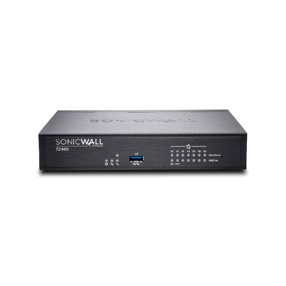 Dell SonicWall SSC-0213 Firewall TZ400 Appliance, 7x 1 GbE Copper Interfaces, Advanced IPSec, SSL VPN, Black
