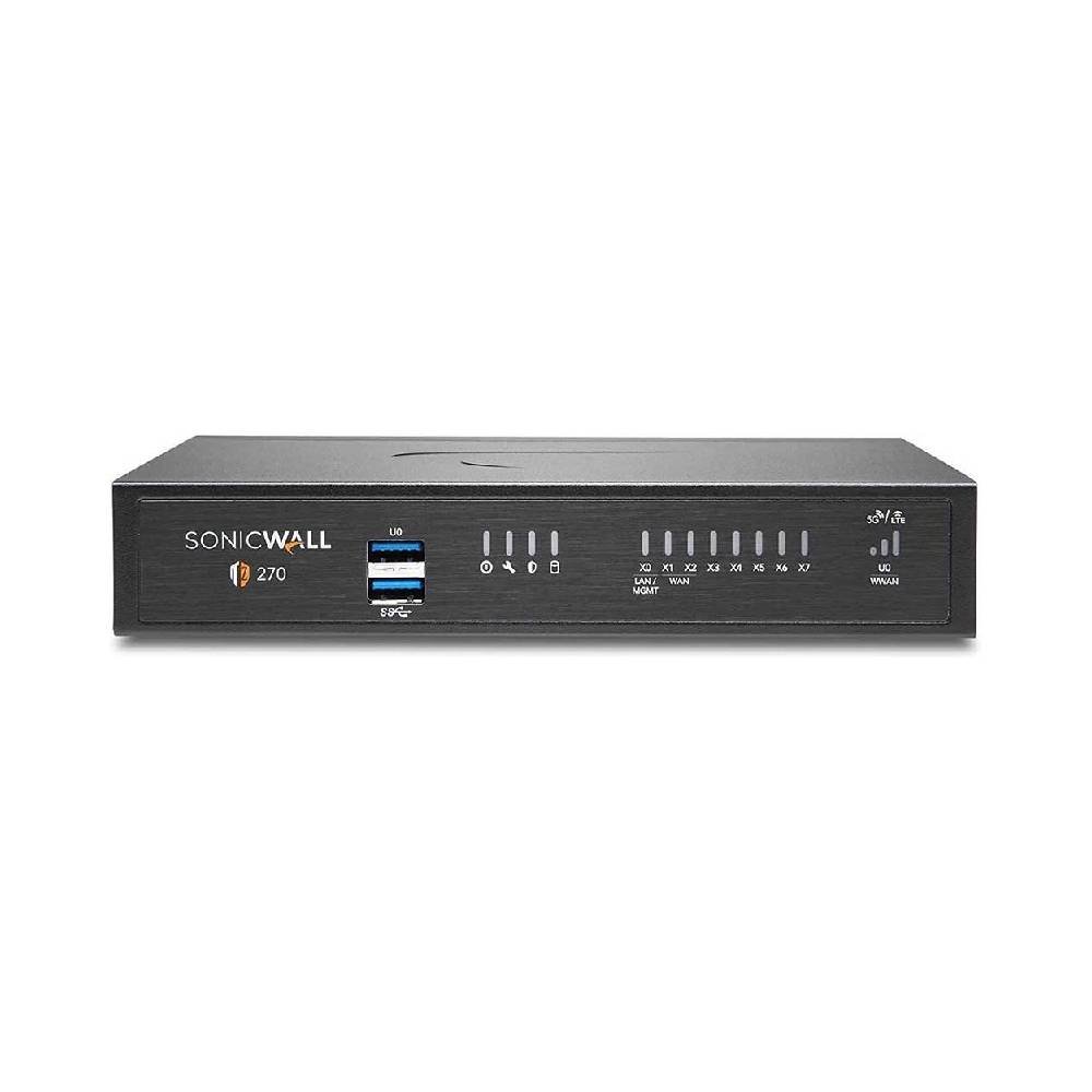 Dell SonicWall SSC-2821 TZ270 Security Appliance 750 Mbps UTM, 1-10 Users, 50 VPN, 750,000 Sessions, 8x 1GbE, 2x USB 3.0, Black