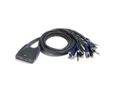 Aten CS64UZ 4-Port USB VGA,Audio Cable KVM Switch - Black