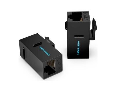 Vention Cat.6 Keystone Coupler, Fast Transmission, Min. Attenuation, Gold-Plated Pins, Thickened PCB, 3 Pronged Chip, 10 Pack, Black IPGB0-10