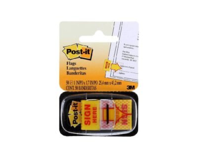 3M Post-it Tape Flags Sign Here With Dispenser Yellow