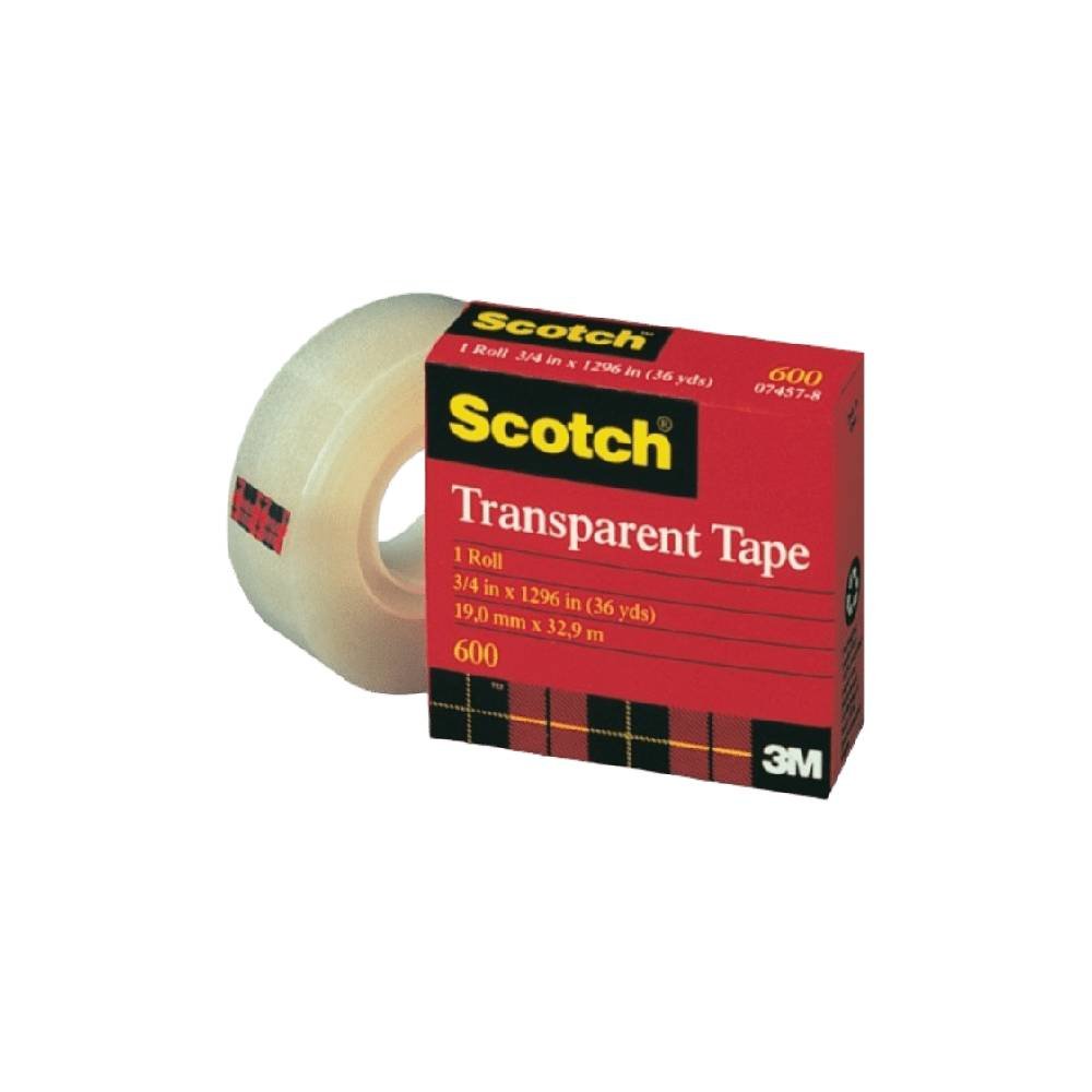 3M Scotch Plastic Tape Transparent 600 (0.75 x 1296 in)