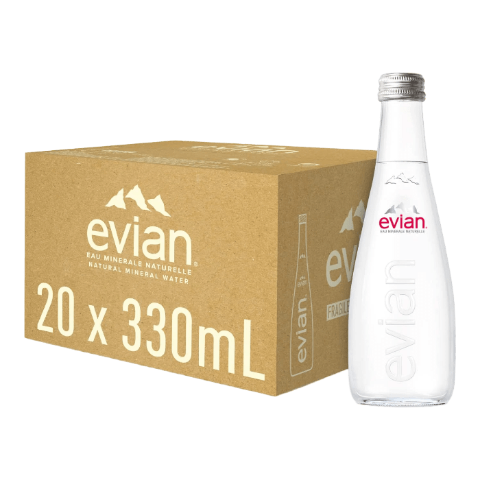 Evian Mineral Water Glass Bottle 330ml Set Of 20 Bottles